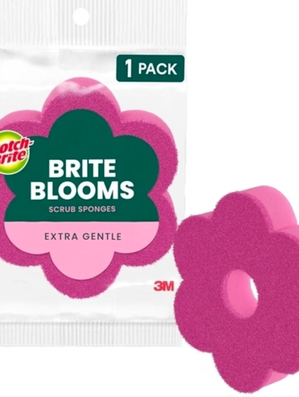 Scotch-Brite Brite Blooms Flower Scrub Sponge - Pink